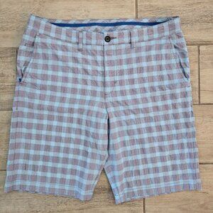 Tommy Bahama Seersucker Shorts Men's Plaid Golf Performance Stretch Athletic 34